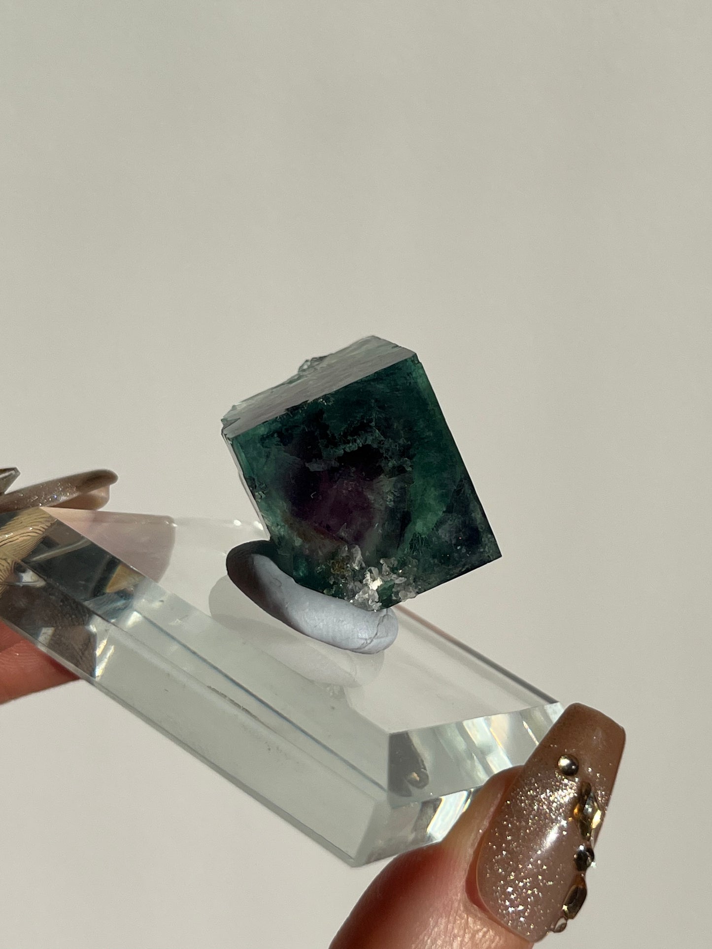 Vibrant Green-Purple Phantom Yindu Fluorite Specimen C