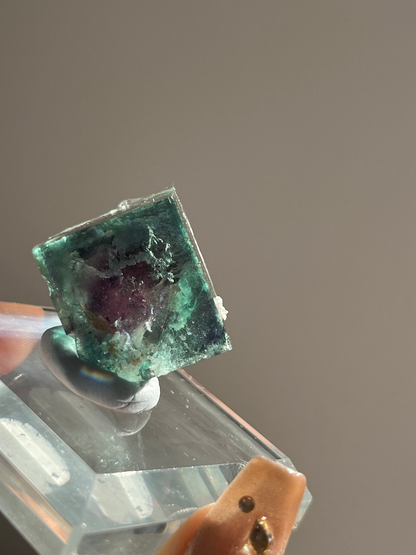 Vibrant Green-Purple Phantom Yindu Fluorite Specimen C