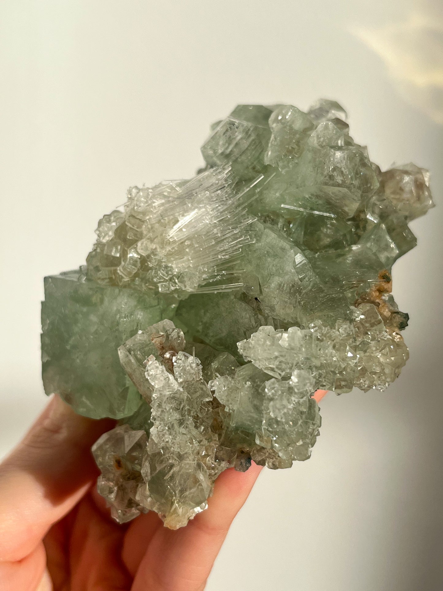 Green Apophyllite with Thomsonite, Mesolite & Calcite Specimen #3