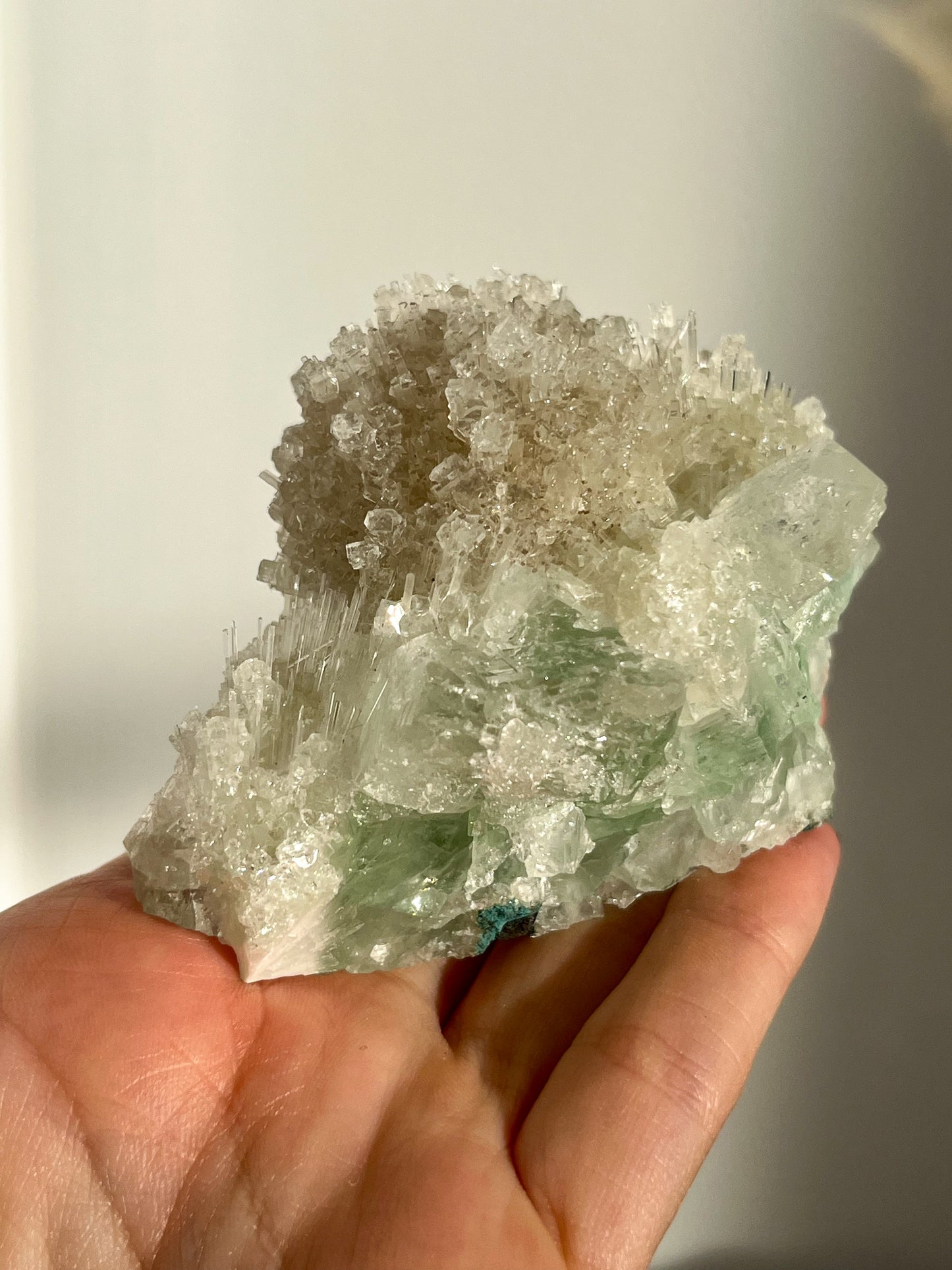 Green Apophyllite with Thomsonite, Mesolite & Calcite Specimen #7