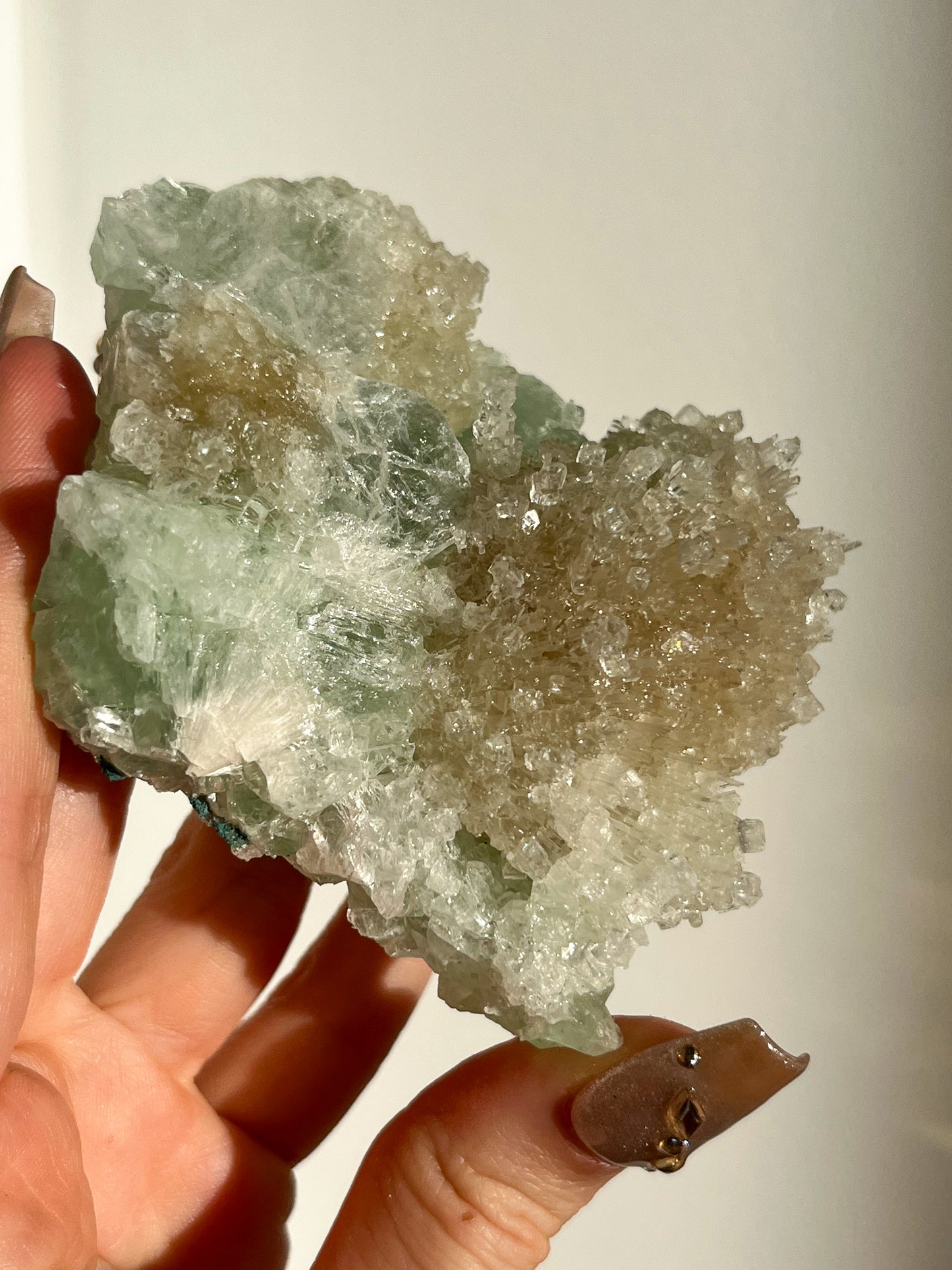 Green Apophyllite with Thomsonite, Mesolite & Calcite Specimen #8