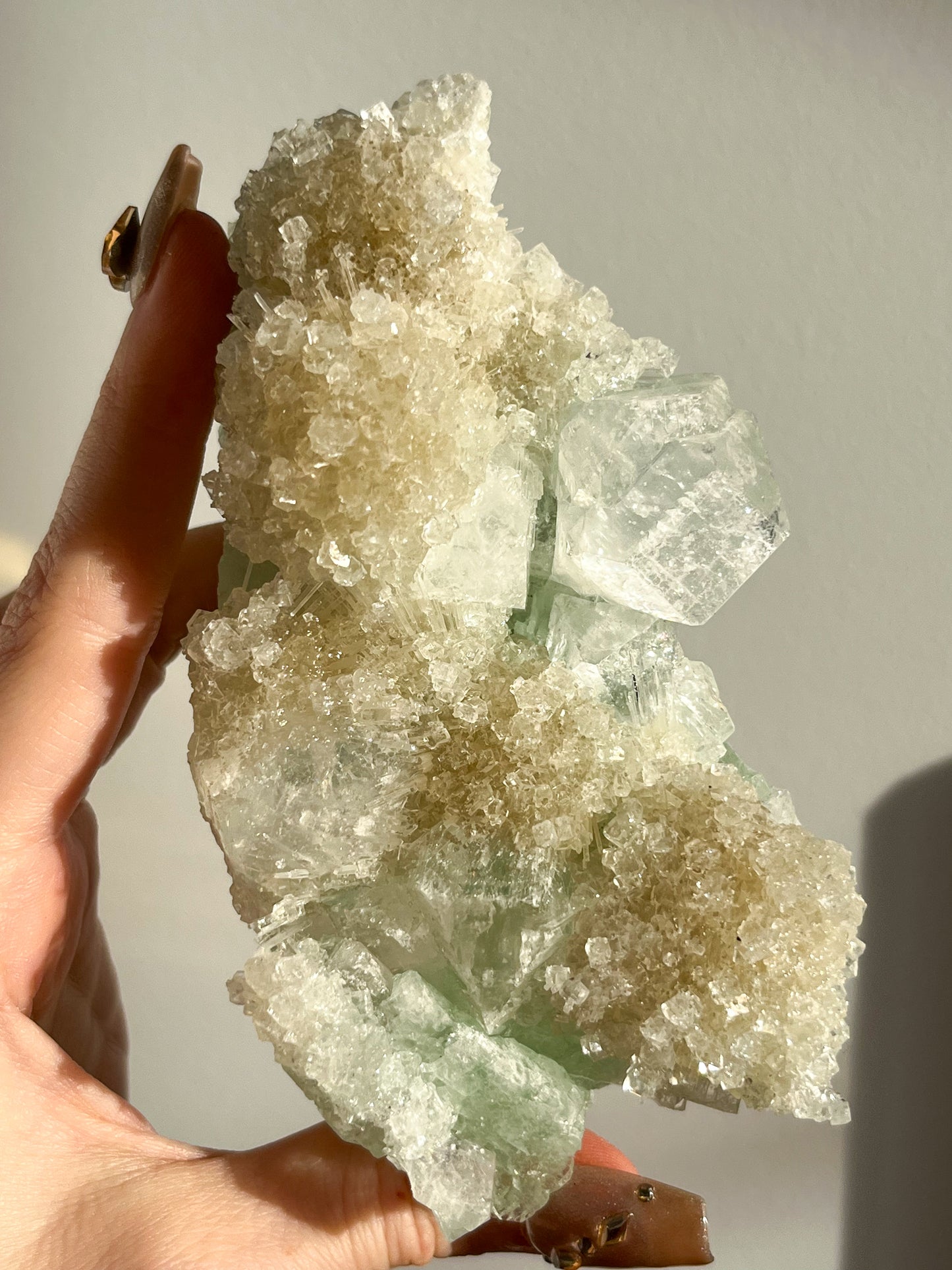 Green Apophyllite with Thomsonite, Mesolite & Calcite Specimen #10