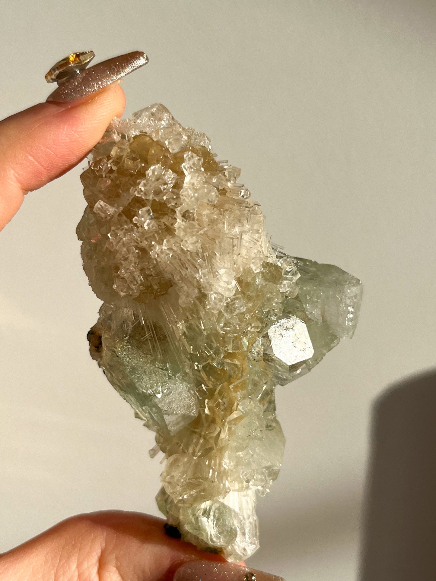 Green Apophyllite with Thomsonite, Mesolite & Calcite Specimen #12