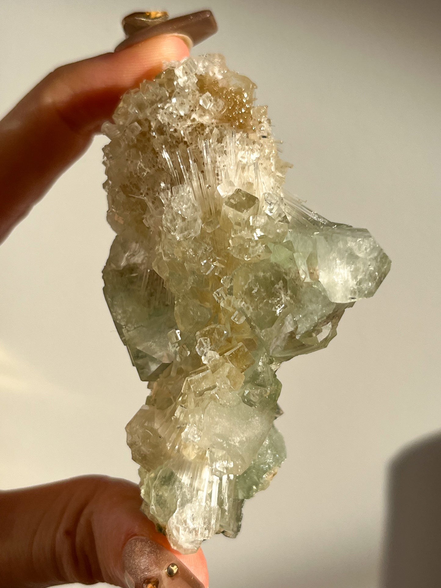 Green Apophyllite with Thomsonite, Mesolite & Calcite Specimen #12