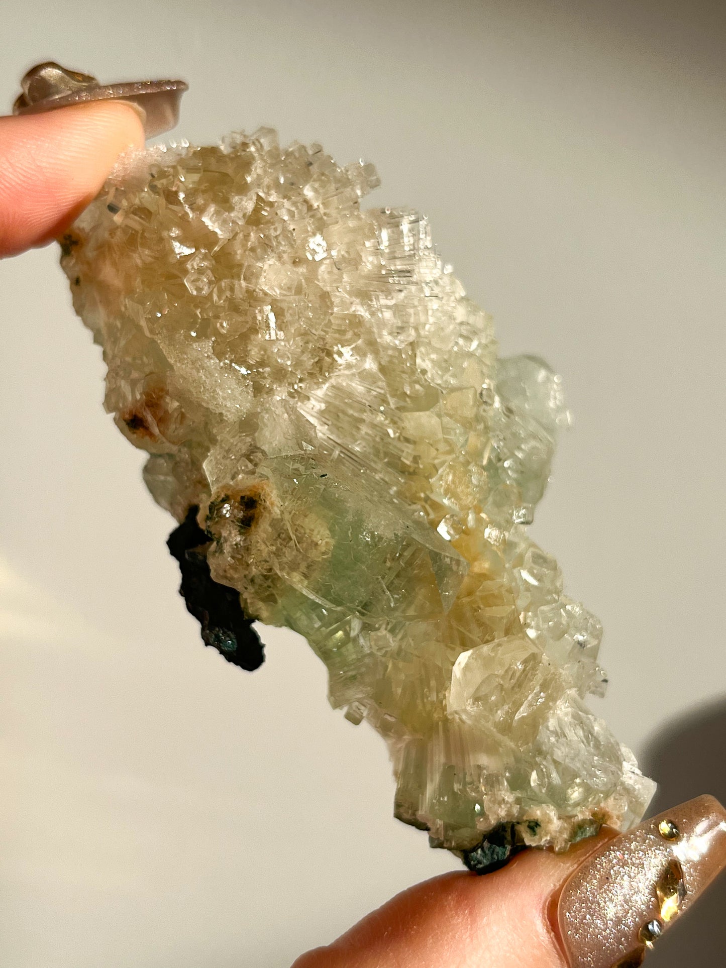 Green Apophyllite with Thomsonite, Mesolite & Calcite Specimen #12