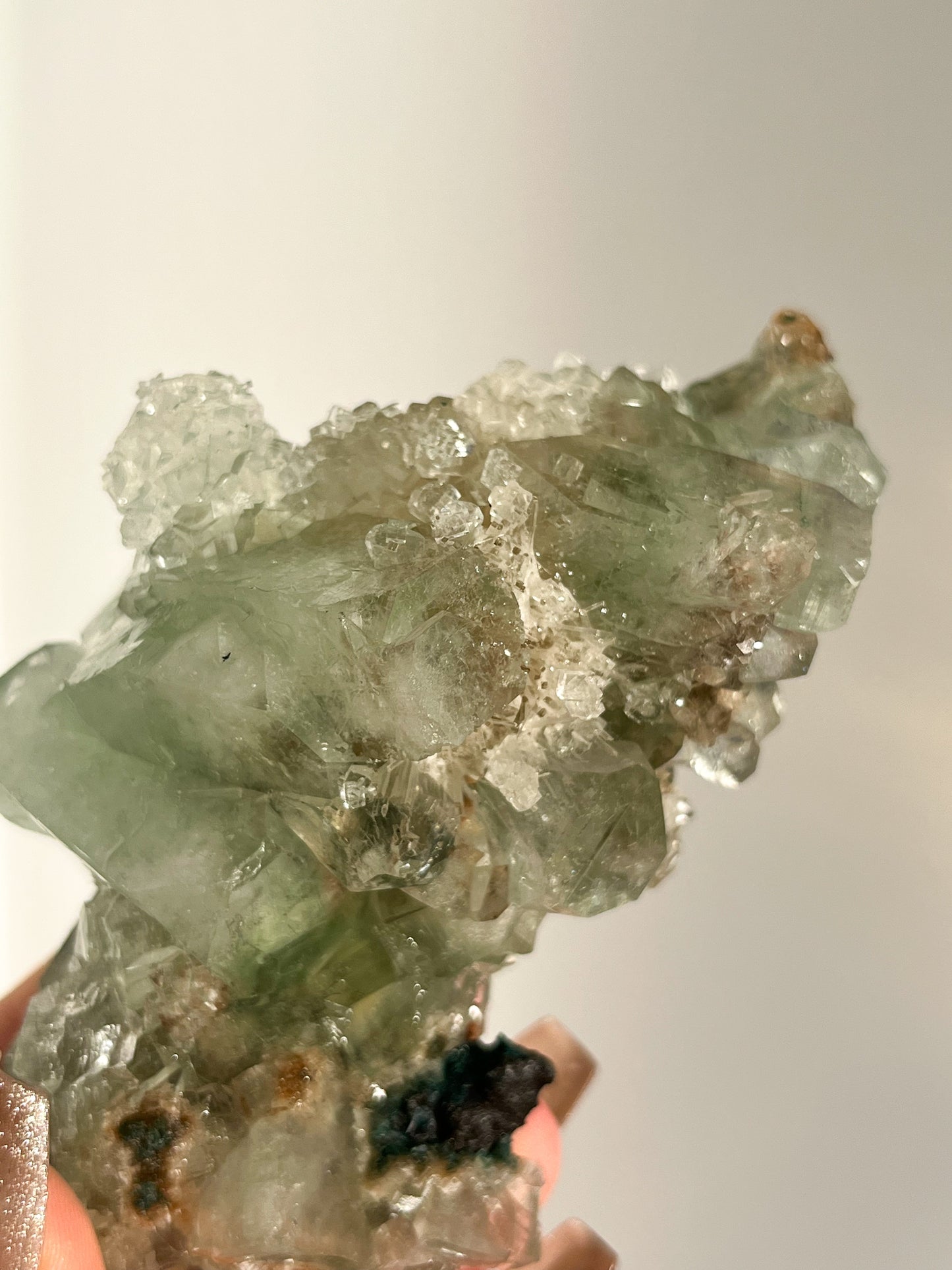 Green Apophyllite with Thomsonite, Mesolite & Calcite Specimen #15