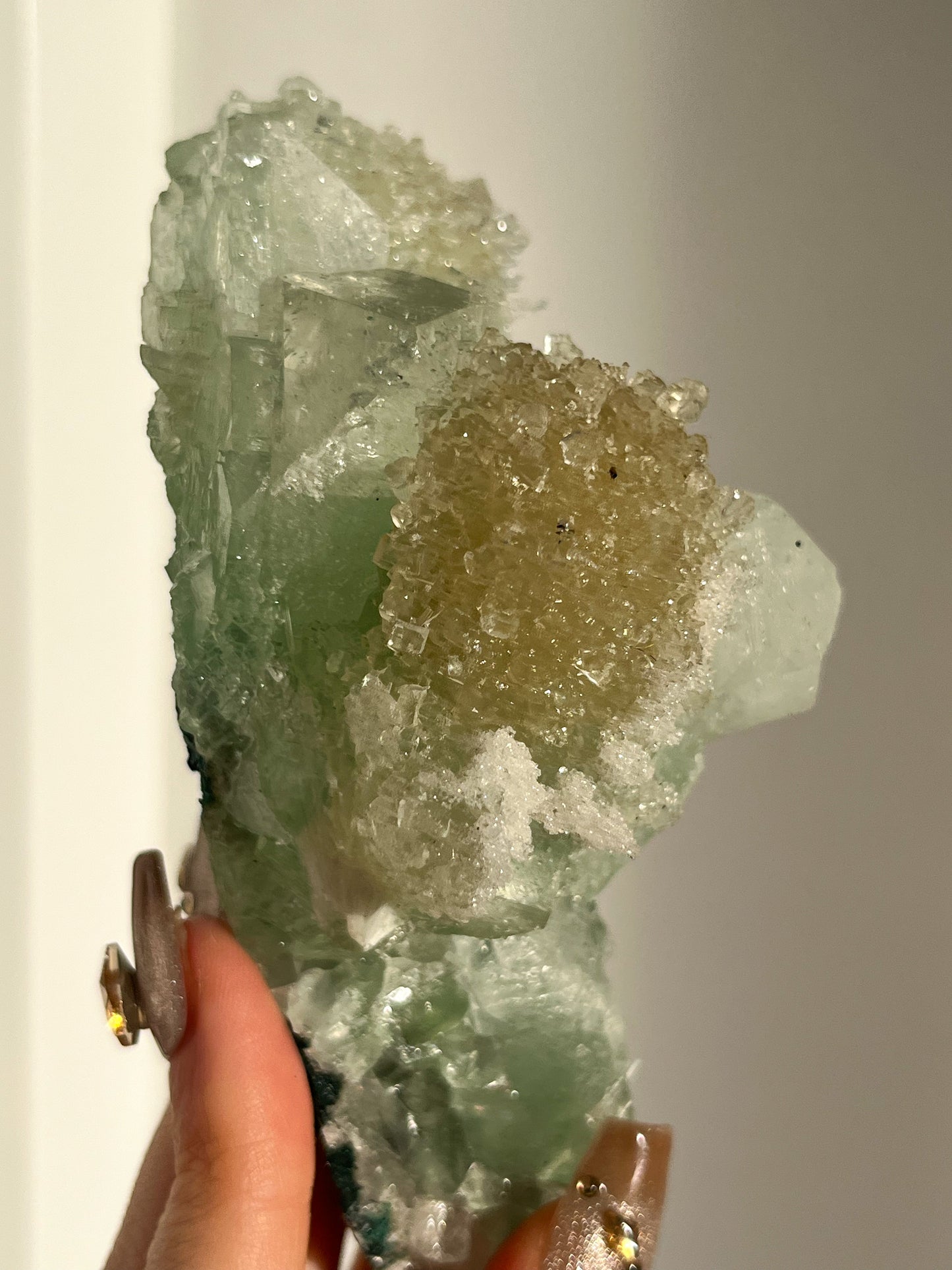 Green Apophyllite with Thomsonite, Mesolite & Calcite Specimen #16