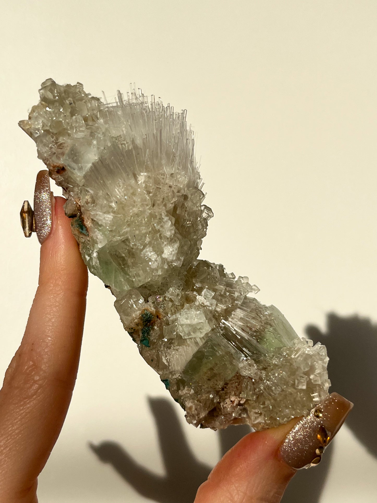 Green Apophyllite with Thomsonite, Mesolite & Calcite Specimen #18