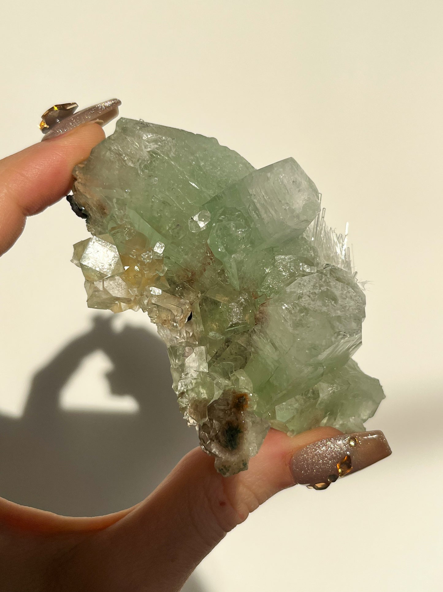 Green Apophyllite with Thomsonite, Mesolite & Calcite Specimen #20