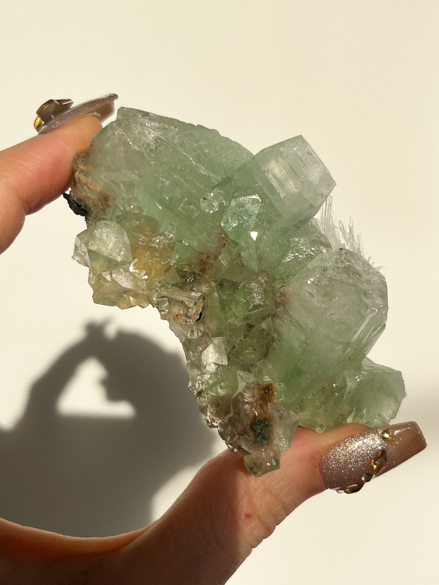 Green Apophyllite with Thomsonite, Mesolite & Calcite Specimen #20