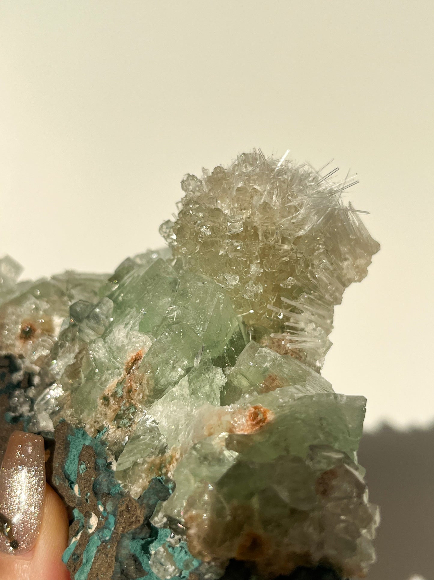 Green Apophyllite with Thomsonite, Mesolite & Calcite Specimen #22