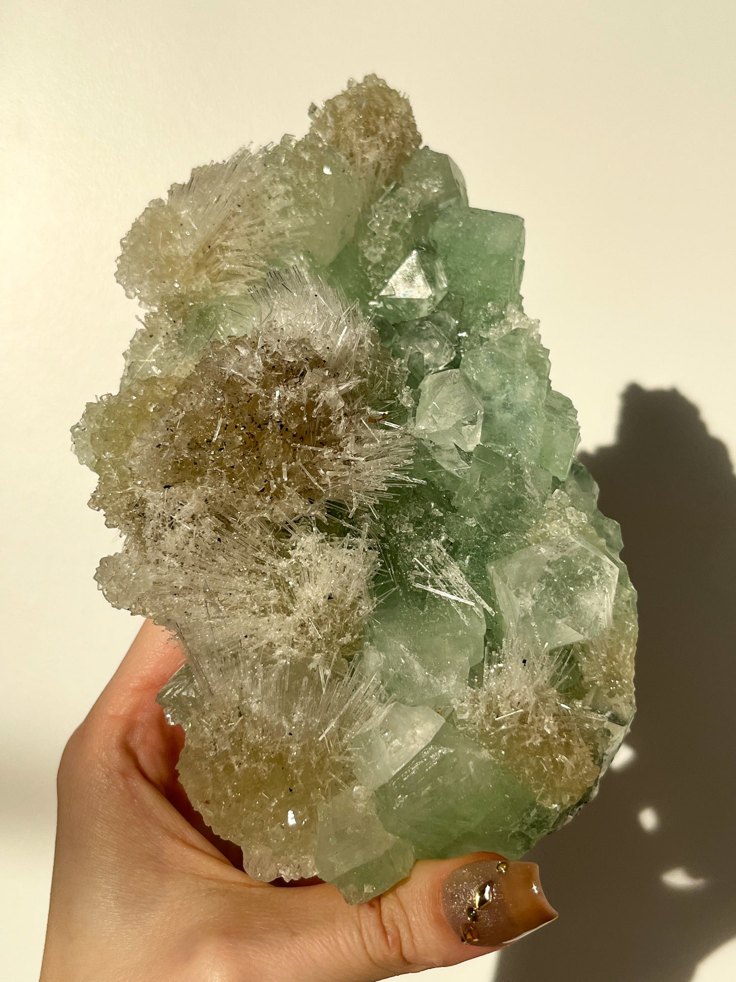 Green Apophyllite with Thomsonite, Mesolite & Calcite Specimen #23