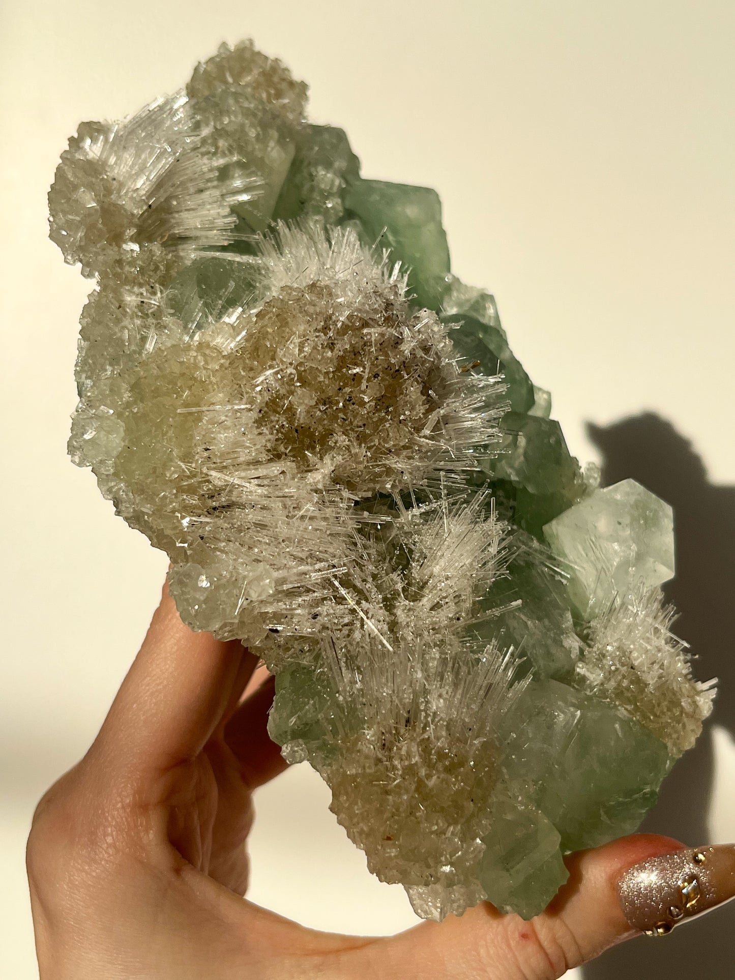 Green Apophyllite with Thomsonite, Mesolite & Calcite Specimen #23