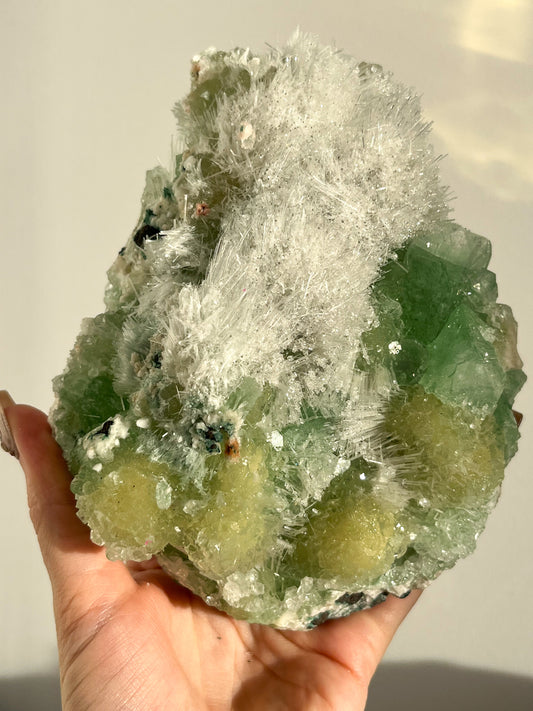 Green Apophyllite with Thomsonite, Mesolite & Calcite Specimen #24 (Perfectly Imperfect)