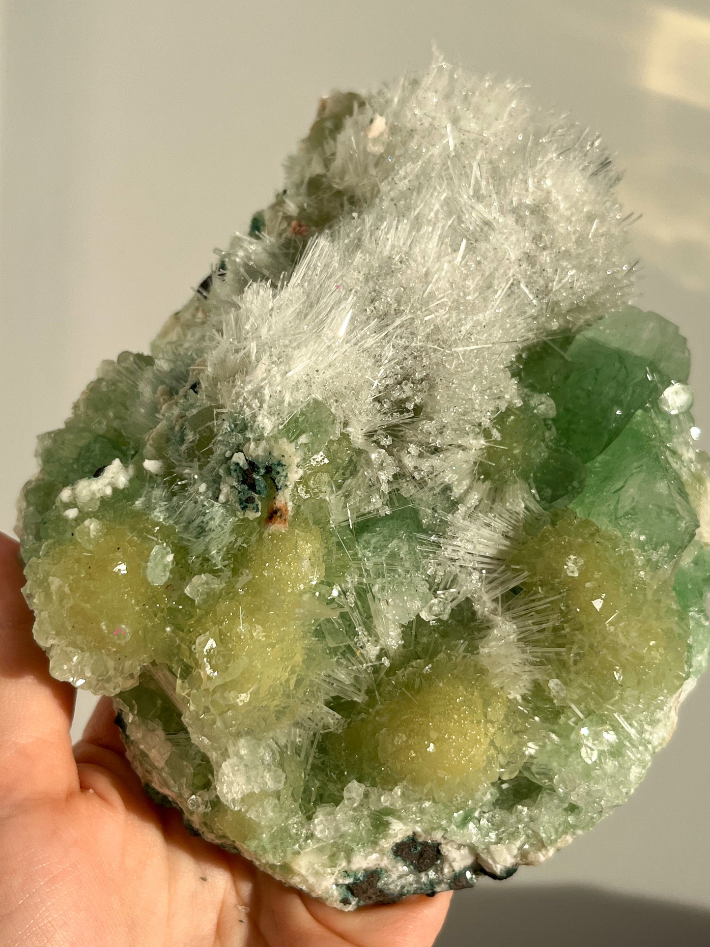 Green Apophyllite with Thomsonite, Mesolite & Calcite Specimen #24 (Perfectly Imperfect)