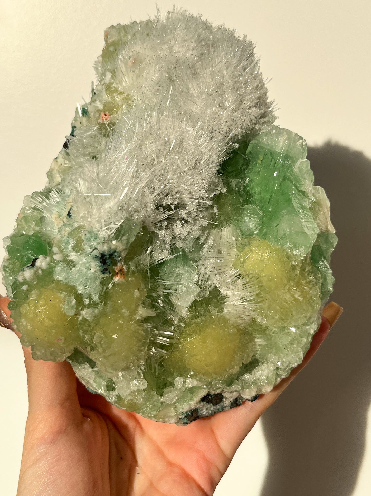 Green Apophyllite with Thomsonite, Mesolite & Calcite Specimen #24 (Perfectly Imperfect)