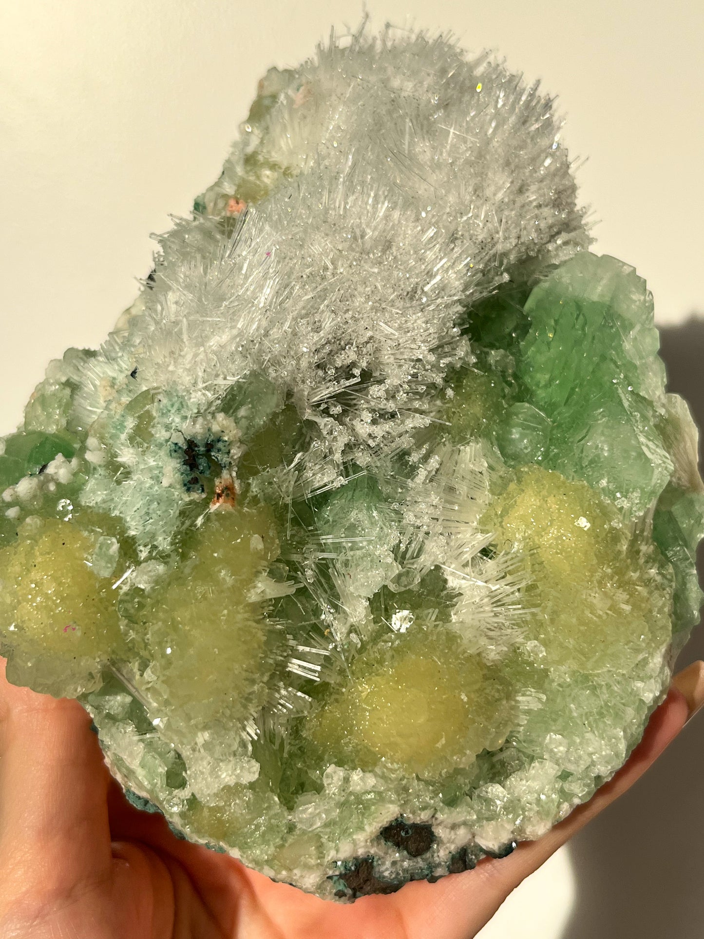 Green Apophyllite with Thomsonite, Mesolite & Calcite Specimen #24 (Perfectly Imperfect)