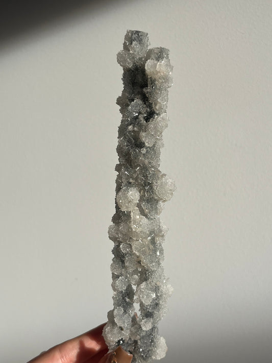 Grey Pseudostalactitic Chalcedony with Clear Heulandite Specimen B