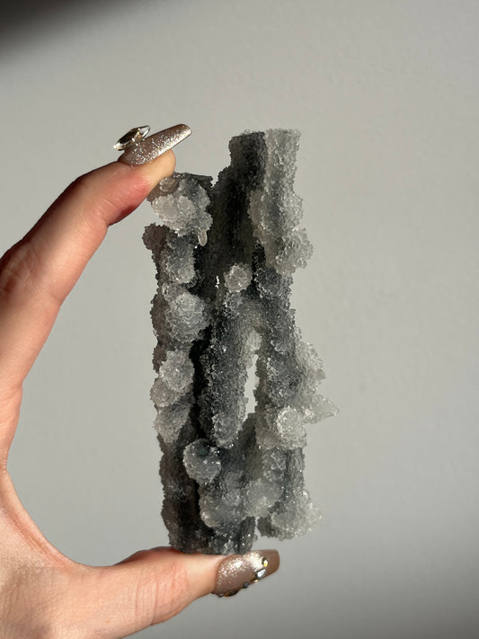 Grey Pseudostalactitic Chalcedony with Clear Heulandite Specimen C