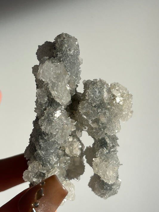 Grey Pseudostalactitic Chalcedony with Clear Heulandite Specimen E