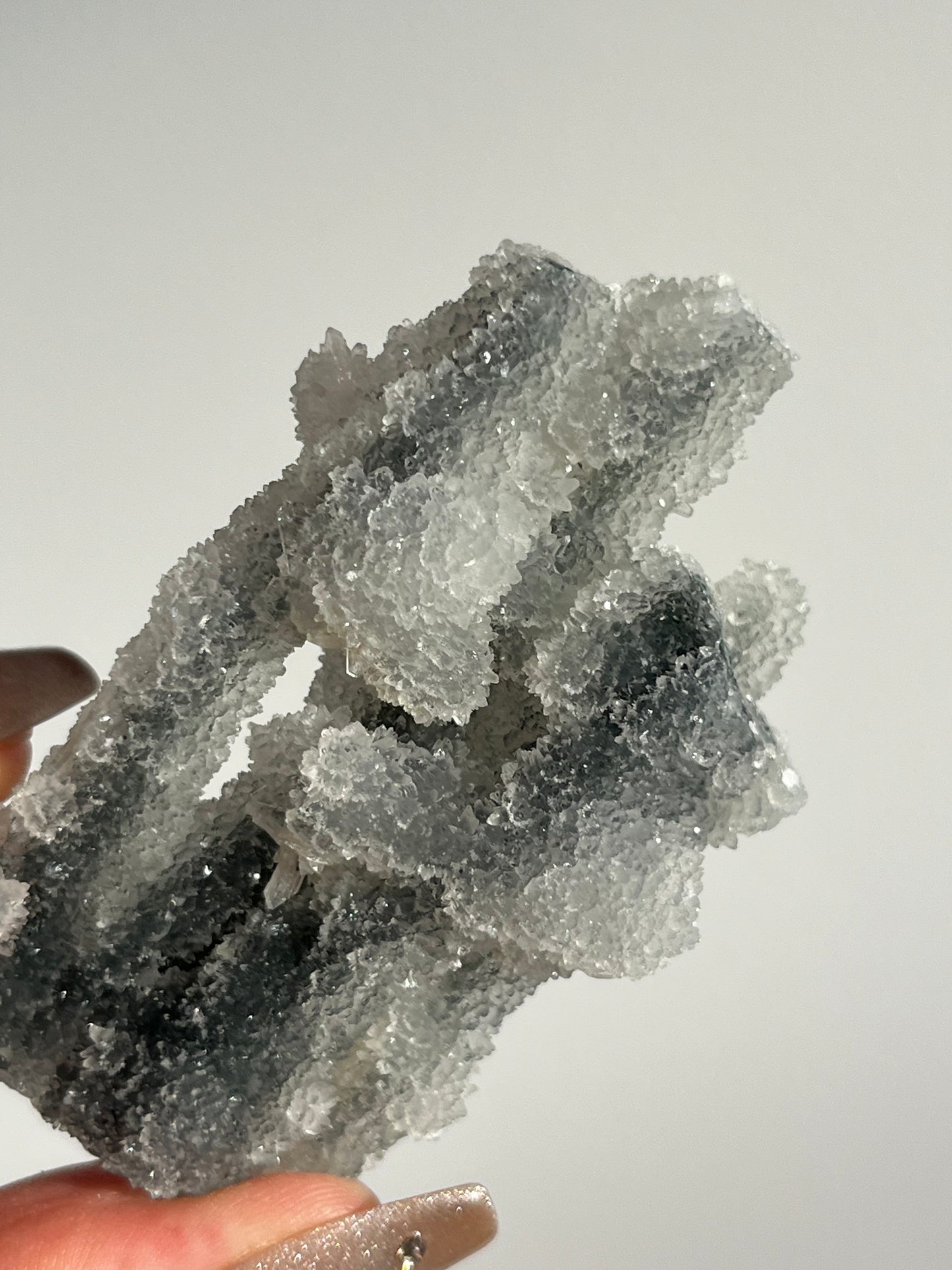 Grey Pseudostalactitic Chalcedony with Clear Heulandite Specimen H