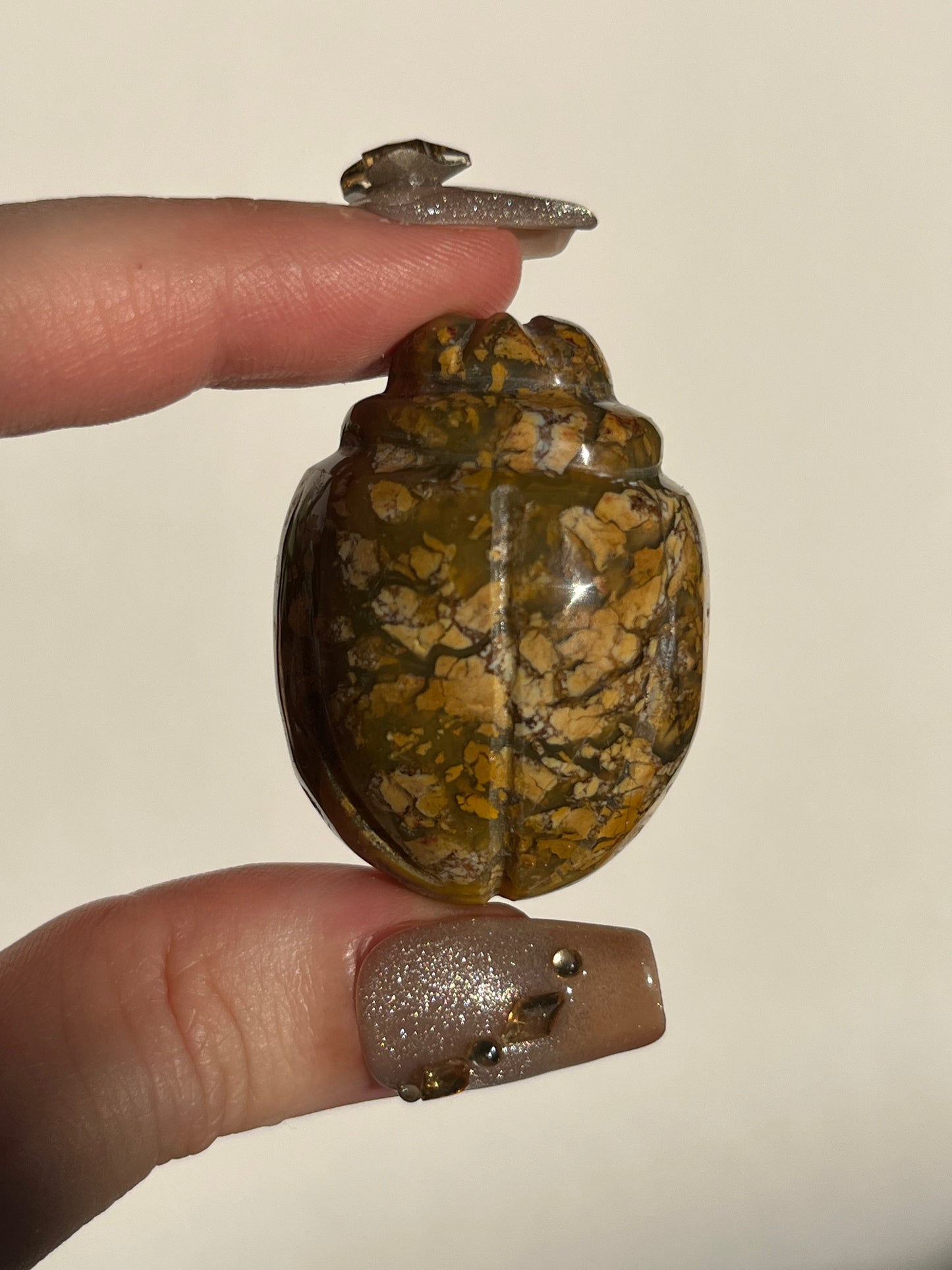Indonesian Cotton Candy Agate Beetle Carving (You Choose)