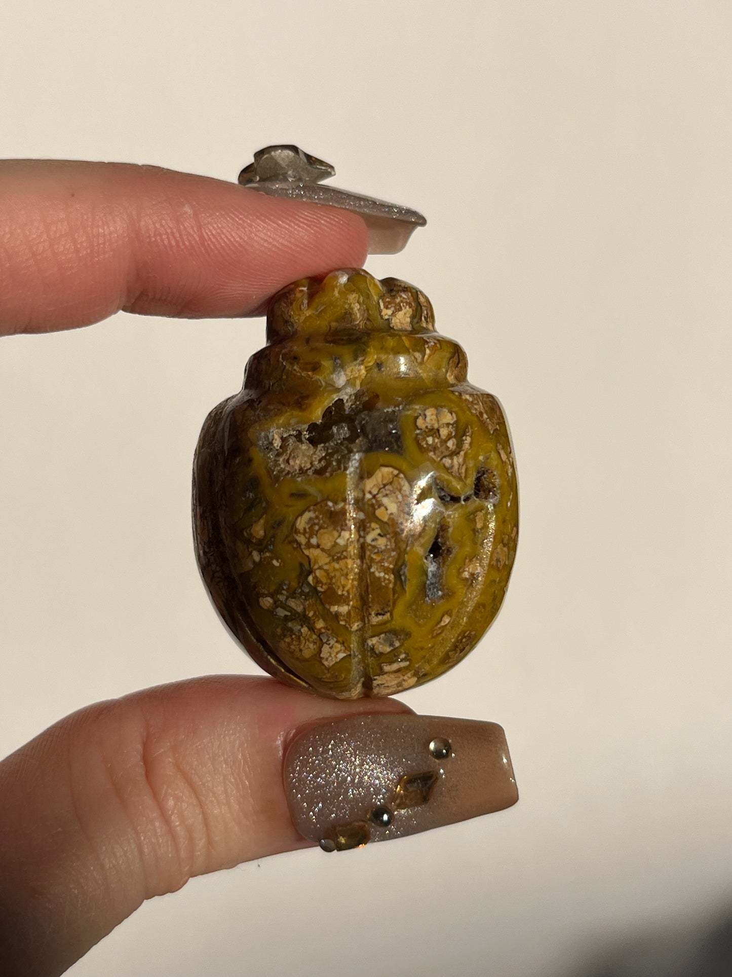 Indonesian Cotton Candy Agate Beetle Carving (You Choose)