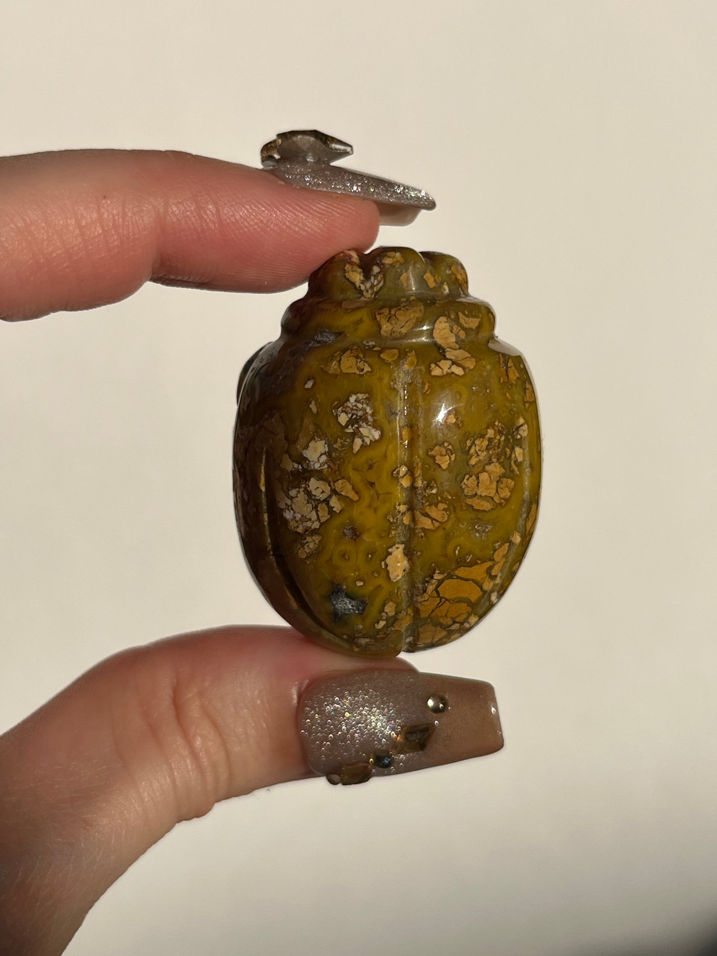 Indonesian Cotton Candy Agate Beetle Carving (You Choose)