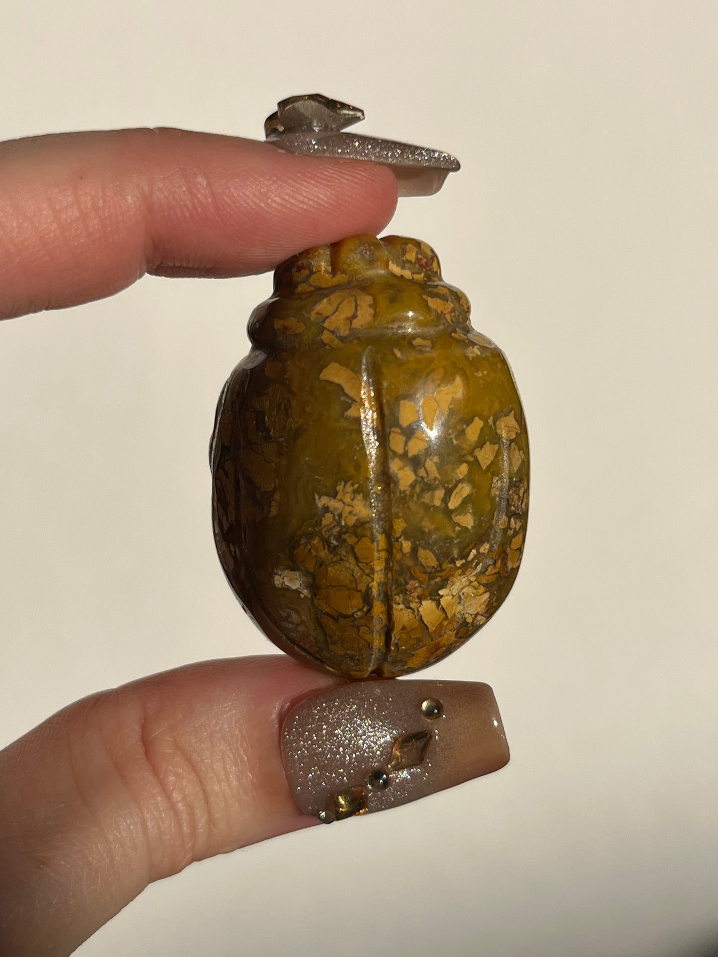 Indonesian Cotton Candy Agate Beetle Carving (You Choose)