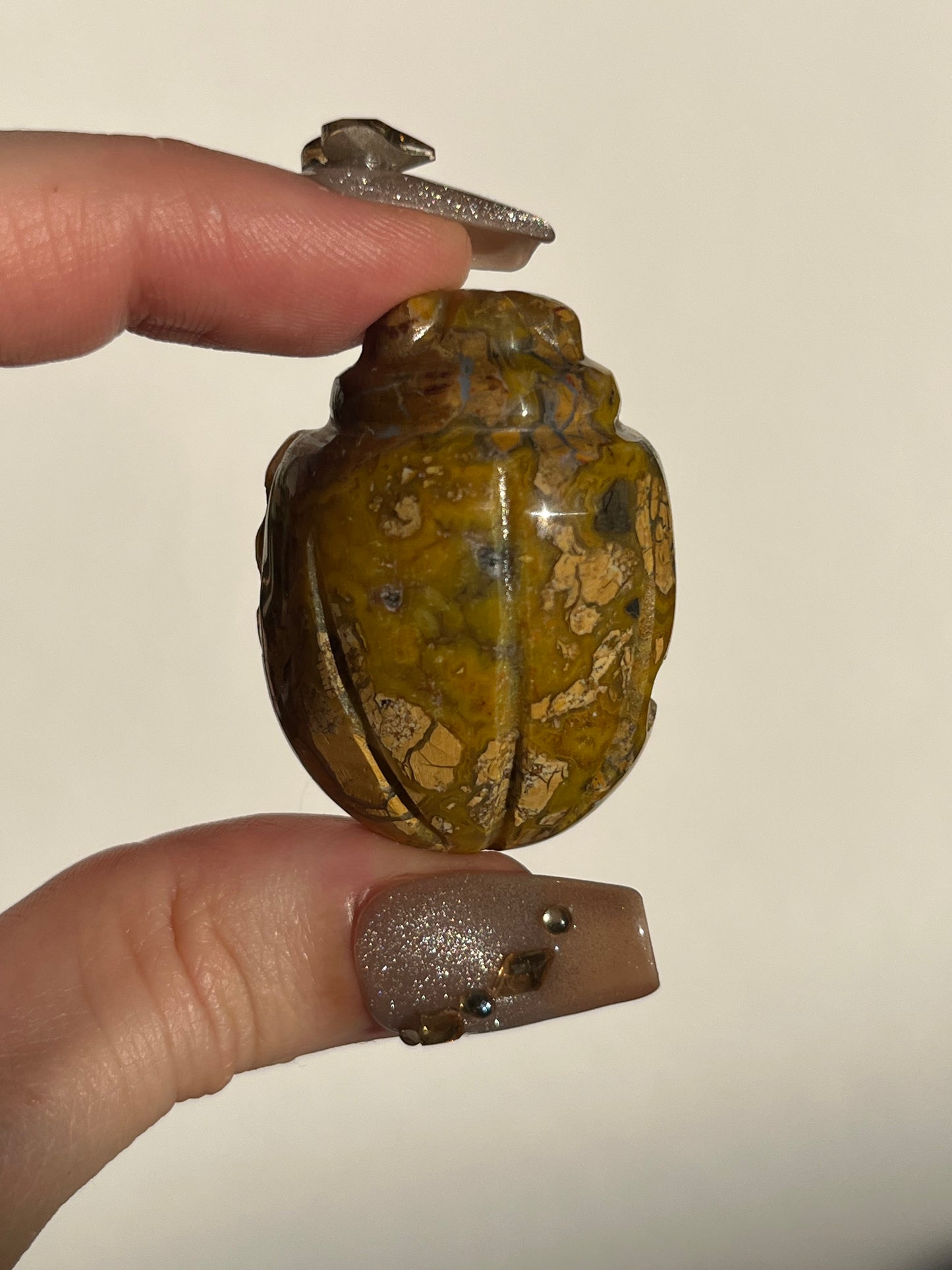 Indonesian Cotton Candy Agate Beetle Carving (You Choose)
