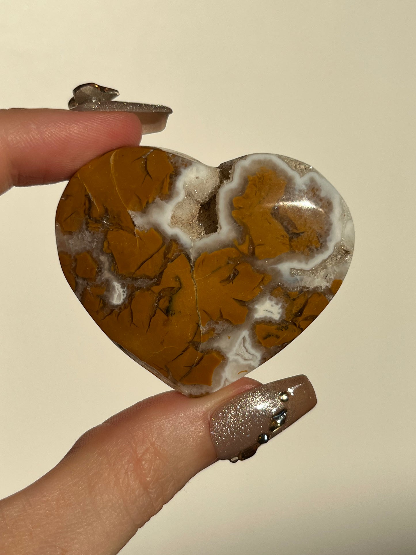 Indonesian Cotton Candy Agate and Quartz Heart A
