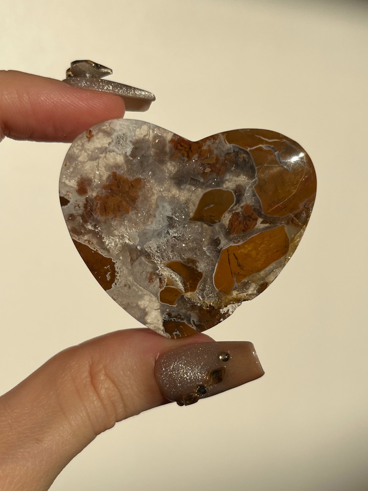 Indonesian Cotton Candy Agate and Quartz Heart E