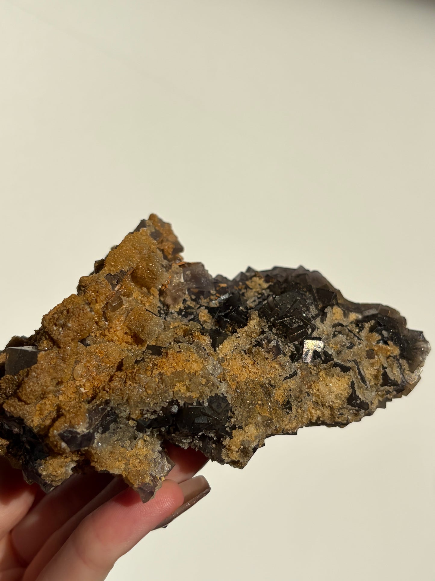 Iridescent Fluorite Specimen with Calcite B