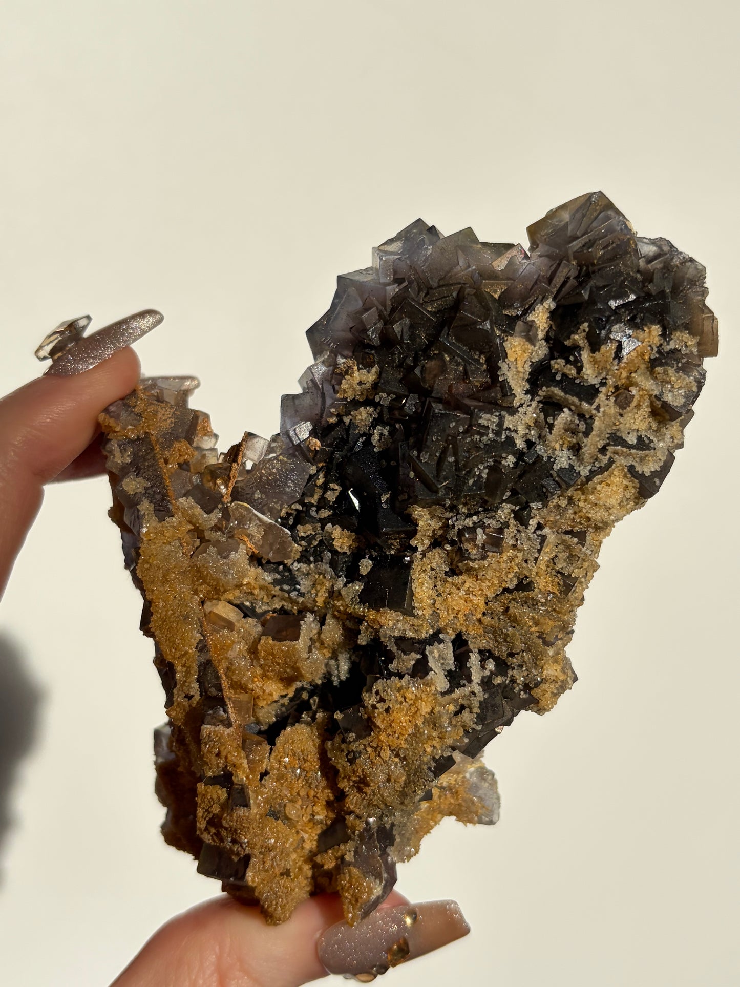 Iridescent Fluorite Specimen with Calcite B