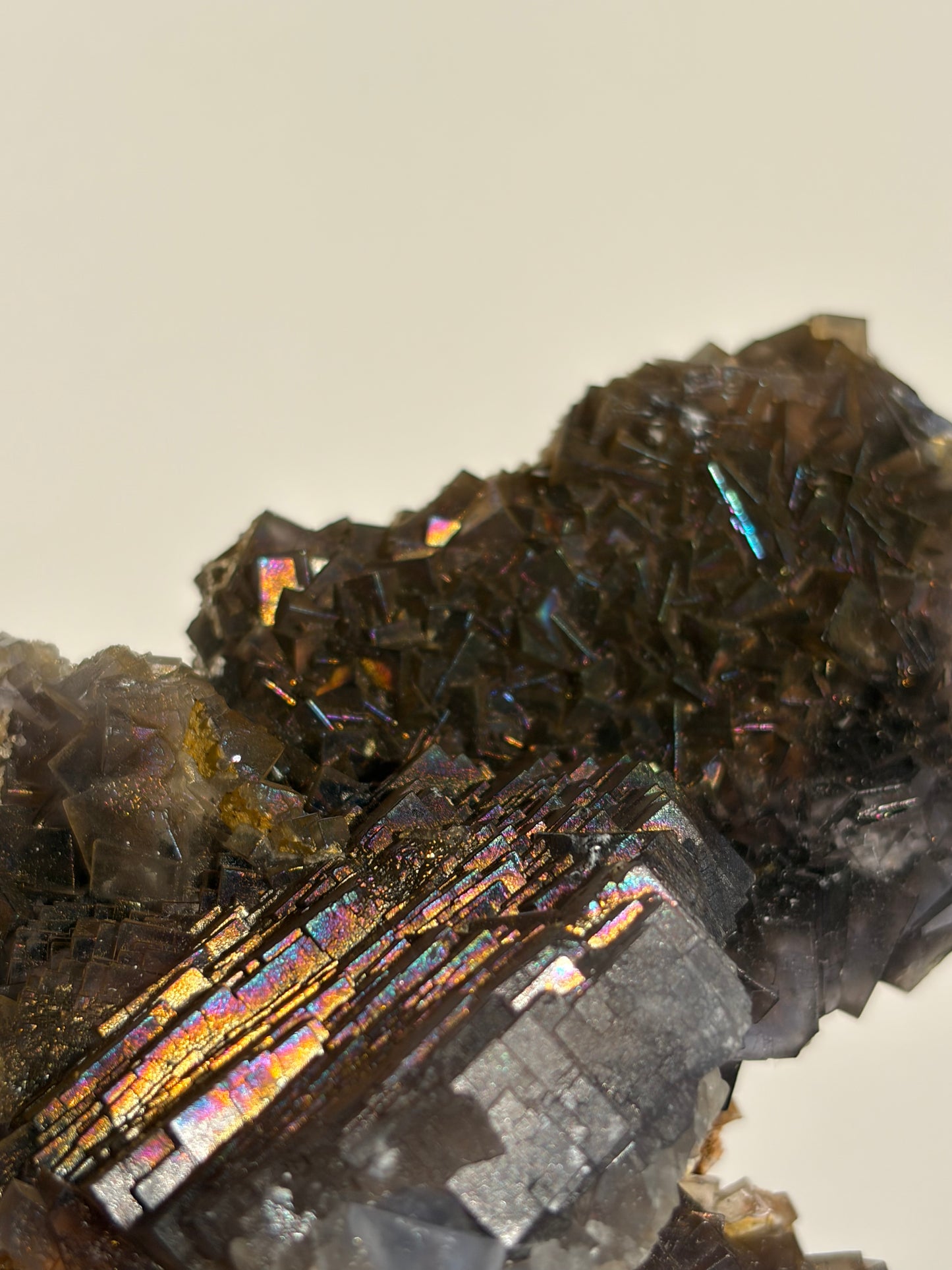 Iridescent Fluorite Specimen with Calcite B