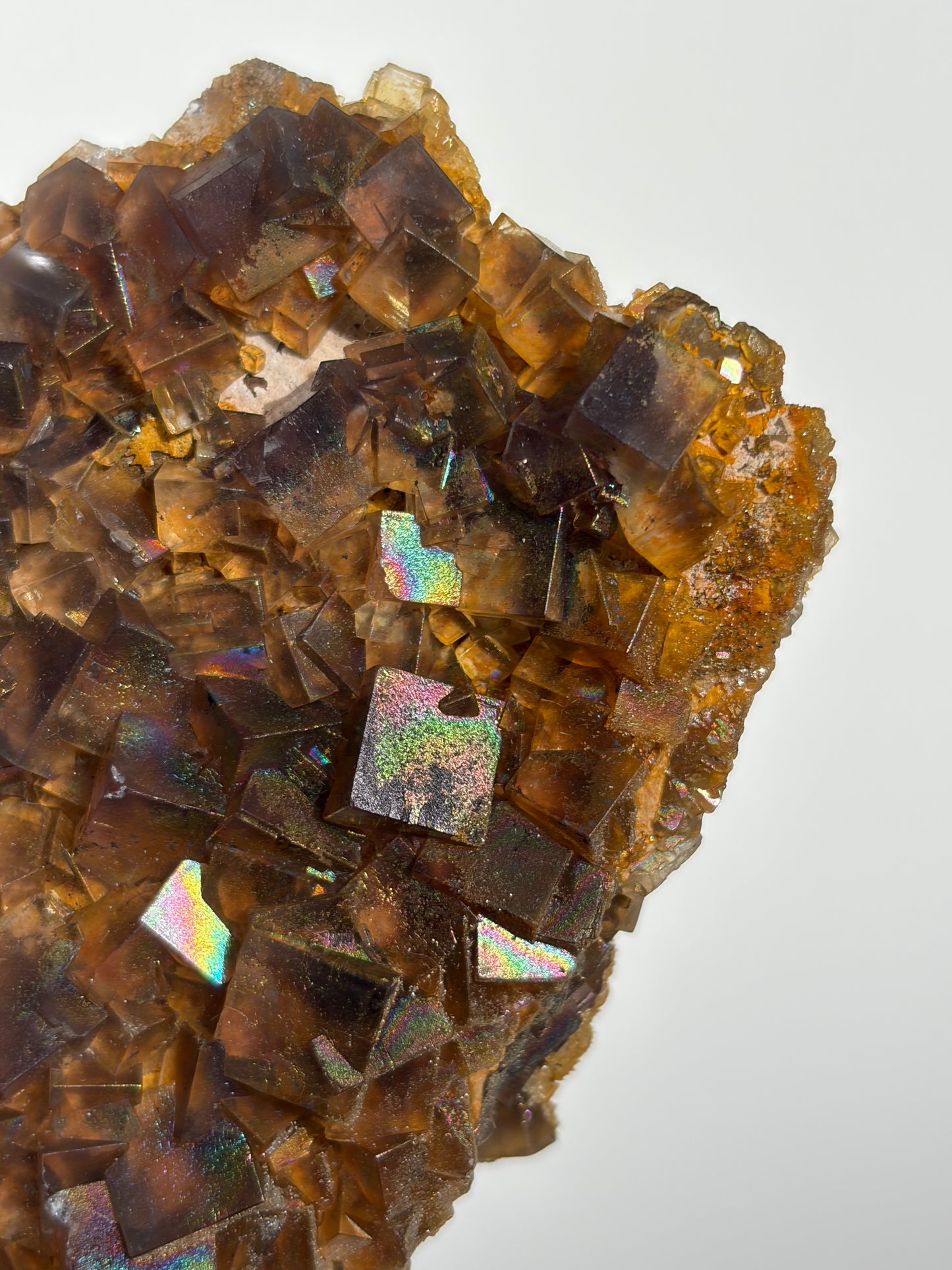 Iridescent Fluorite Specimen with Calcite C