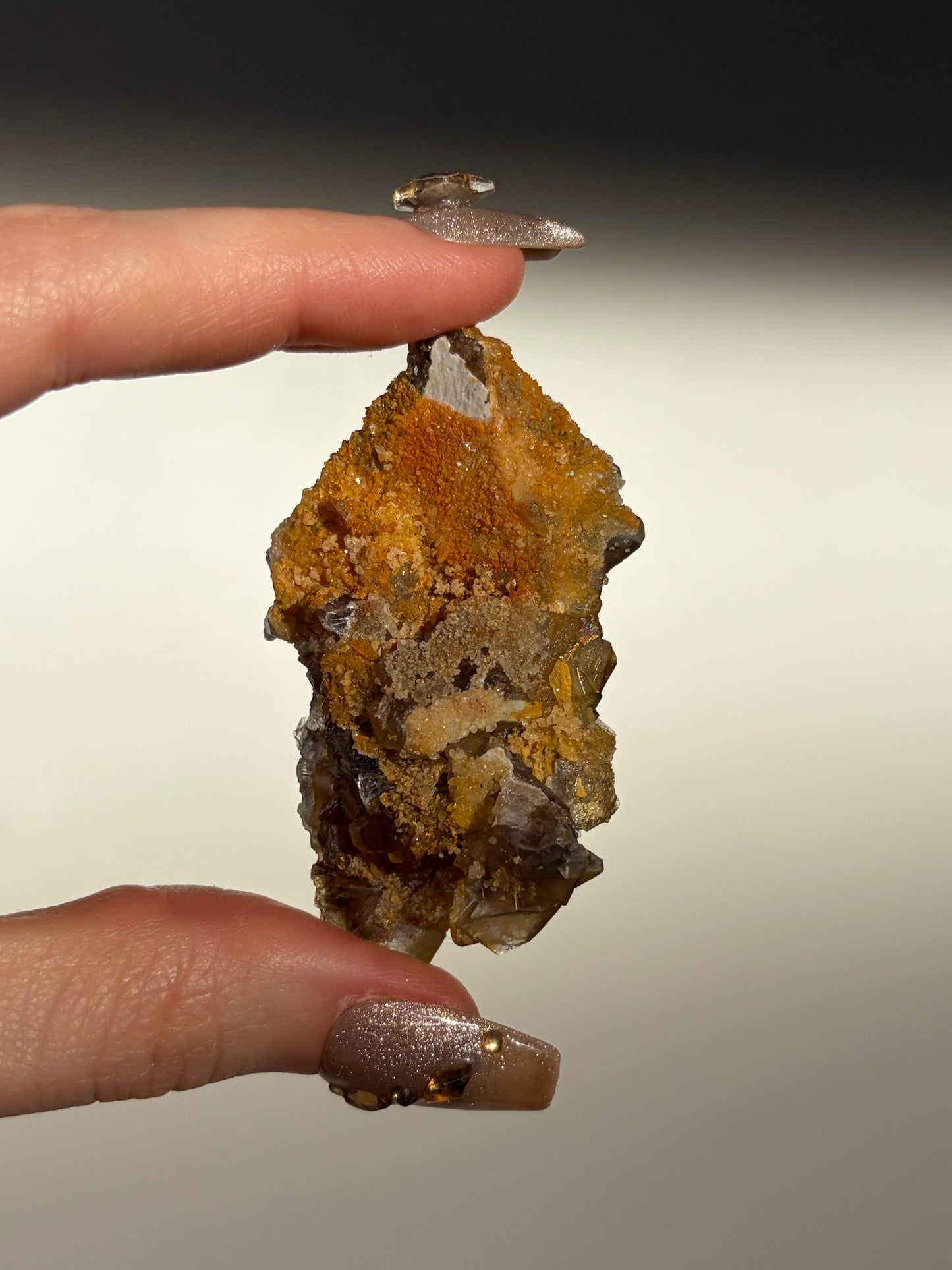 Iridescent Fluorite Specimen with Calcite E