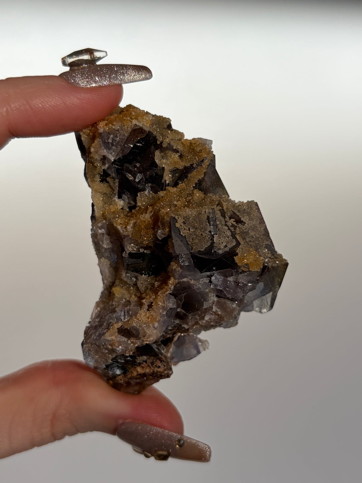 Iridescent Fluorite Specimen with Calcite G