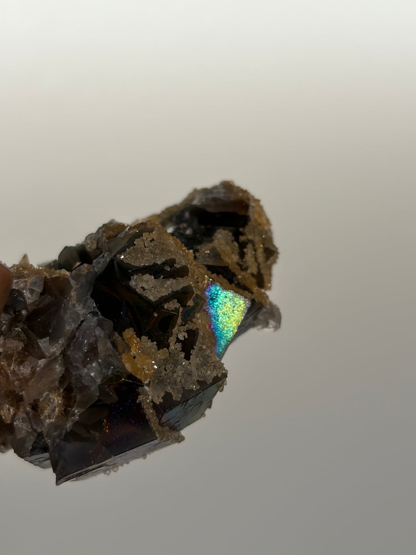 Iridescent Fluorite Specimen with Calcite G