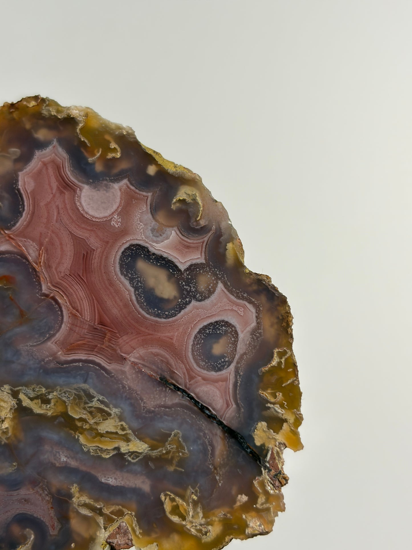 "Pink Lagoon" Laguna Agate Specimen with Green Moss Inclusions and Parallax Effect
