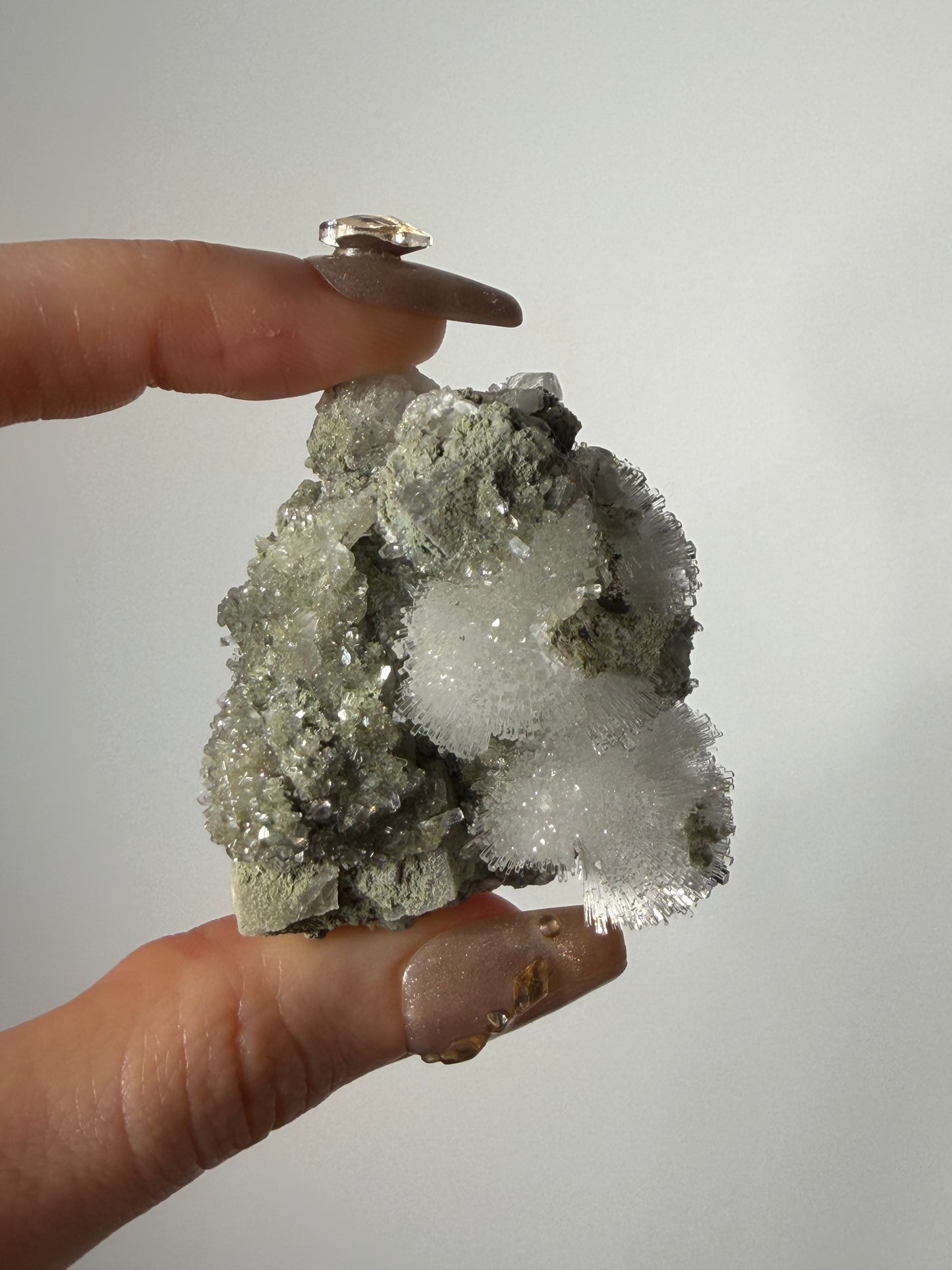 Natrolite Specimen with Rhombohedral Calcite D