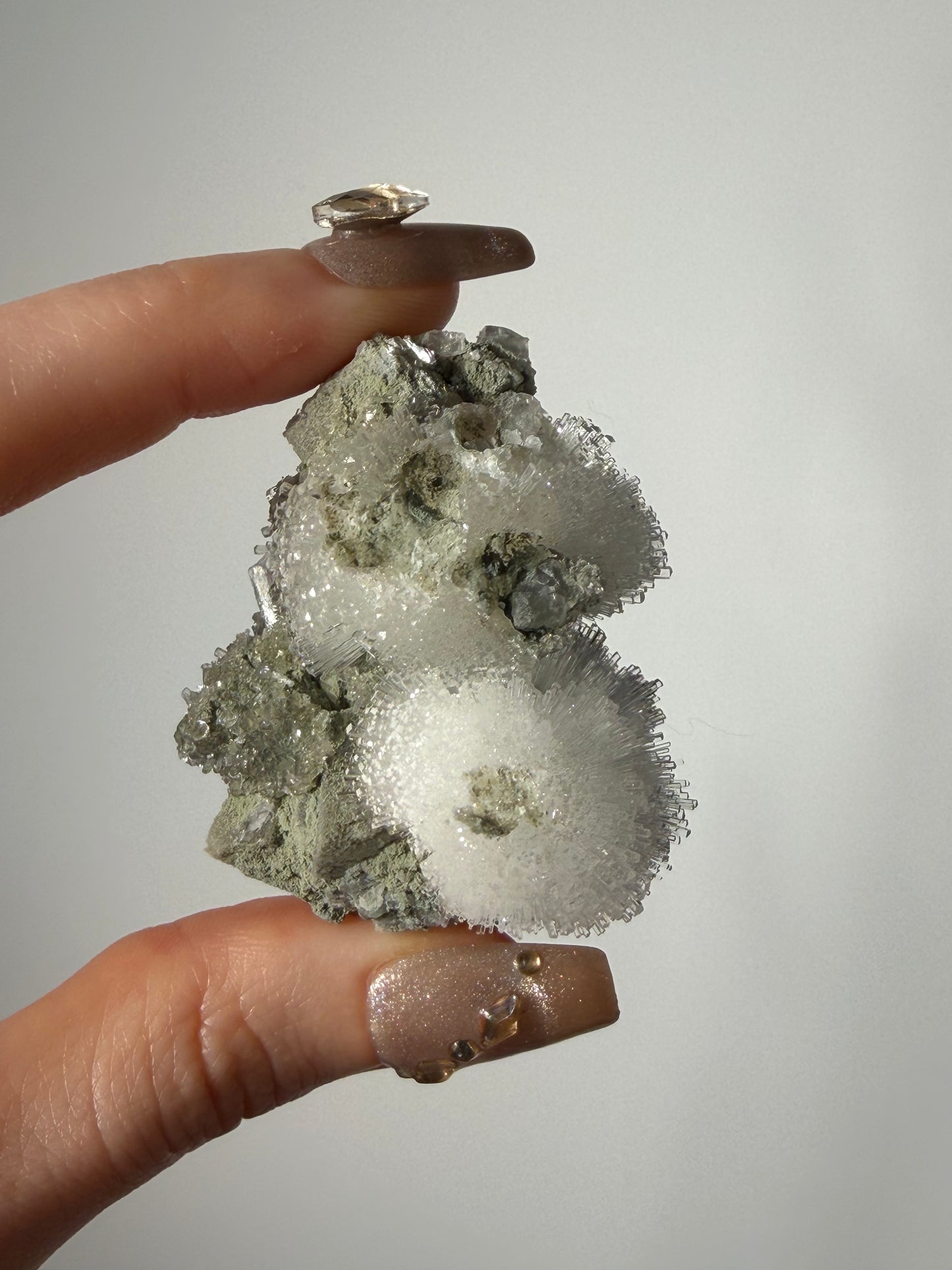 Natrolite Specimen with Rhombohedral Calcite D