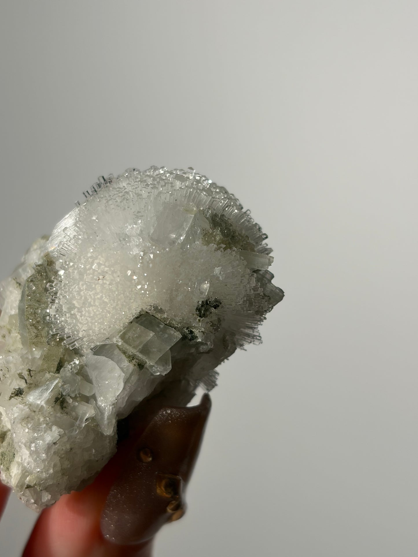 Natrolite Specimen with Quartz, Rhombohedral Calcite, Apophyllite and Stilbite J