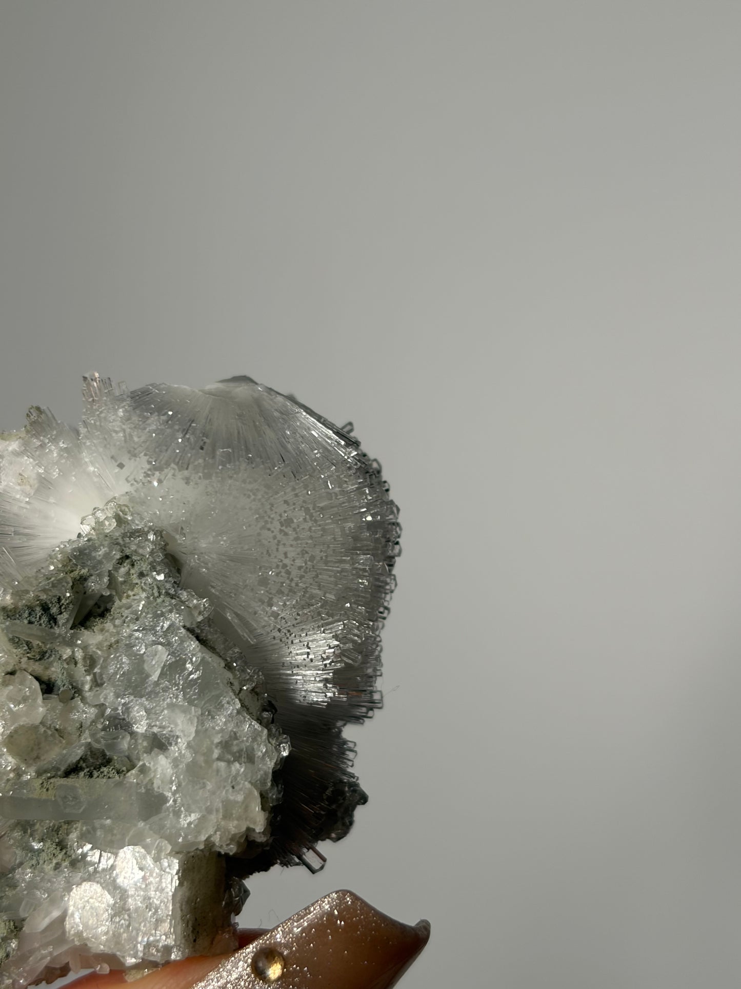 Natrolite Specimen with Apophyllite Coated Quartz and Rhombohedral Calcite L