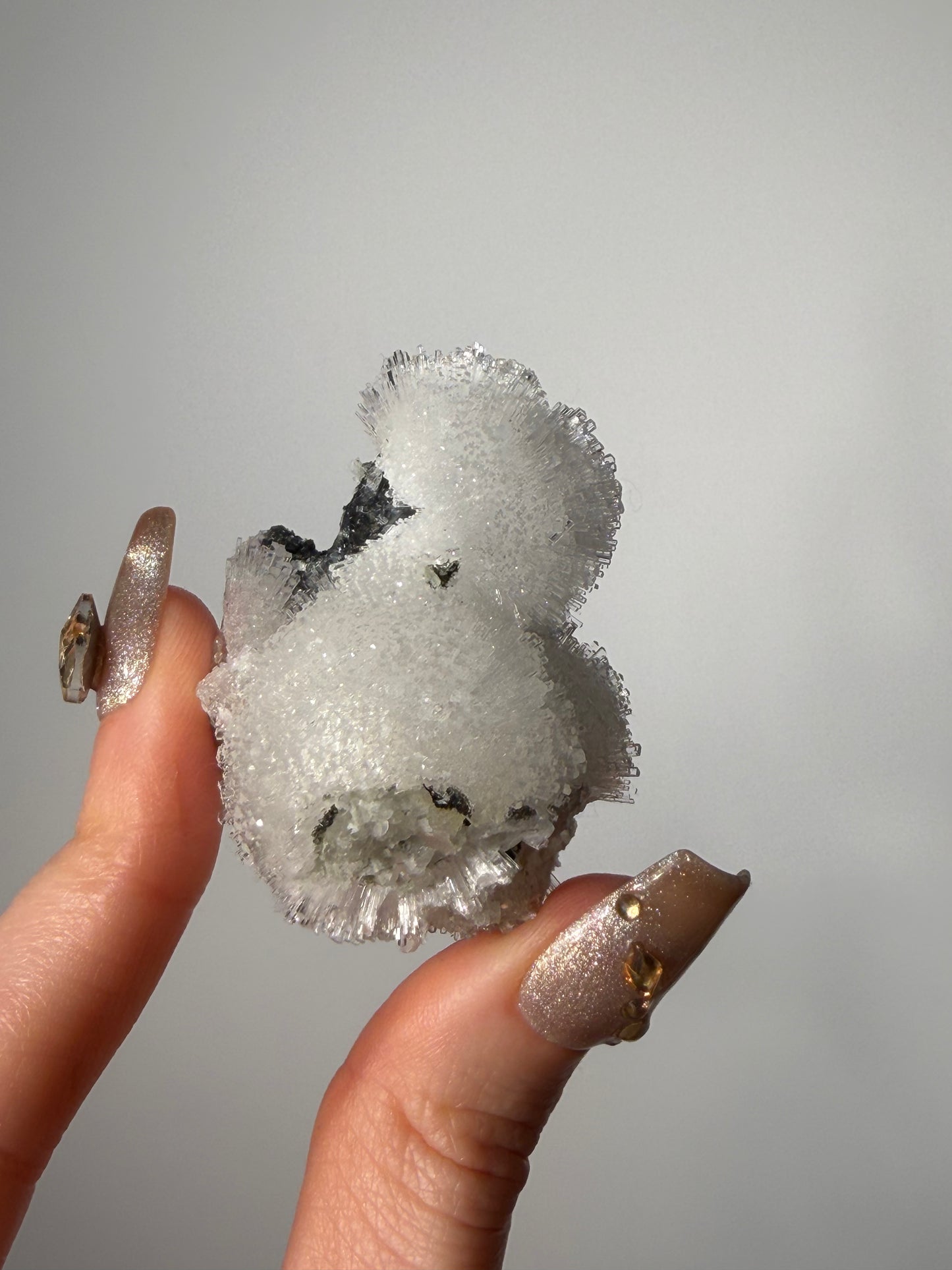 Natrolite Specimen with Quartz and Rhombohedral Calcite O