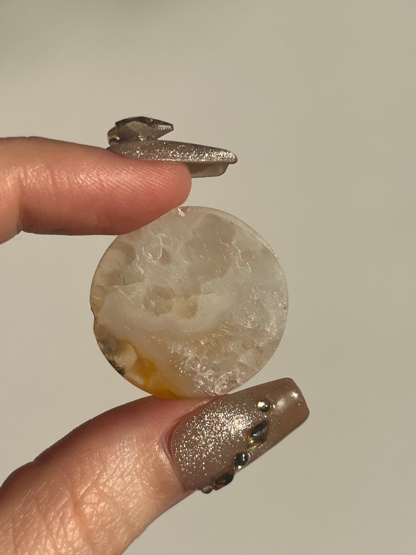 Jelly Orbicular Nebula Agate Cabochon with Carnelian L
