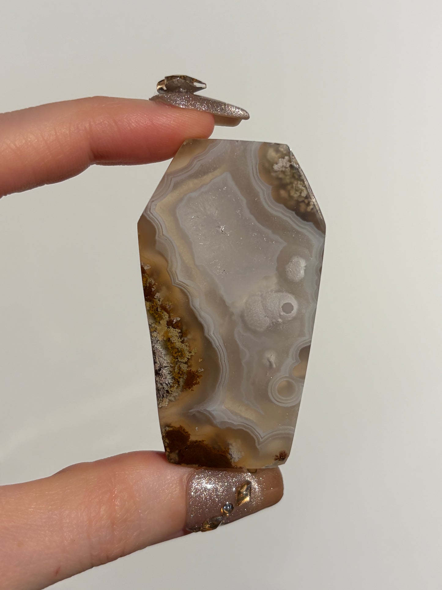 Hexagonal Nebula Agate Tile on Custom Stand C