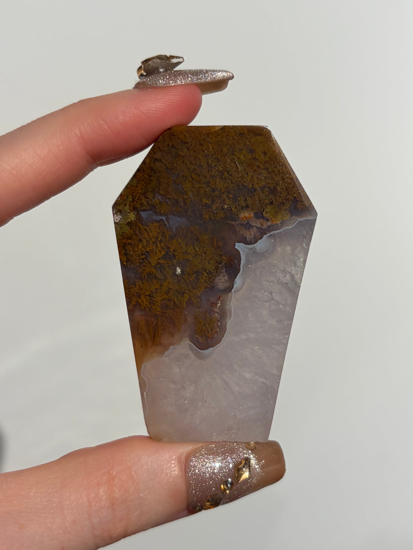 Hexagonal Nebula Agate Tile on Custom Stand D