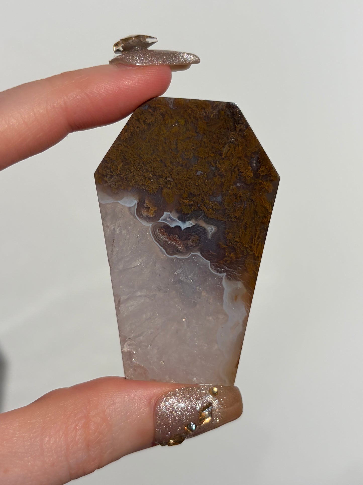 Hexagonal Nebula Agate Tile on Custom Stand D