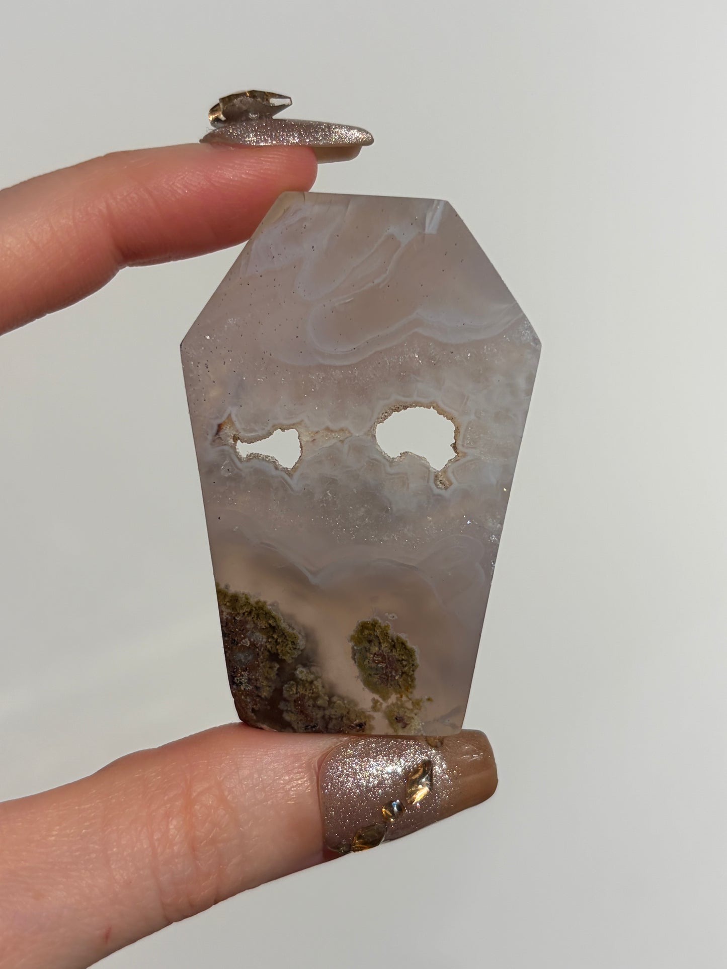 Hexagonal Nebula Agate Tile on Custom Stand E